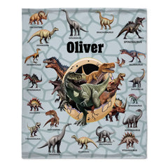 Personalized Custom Name Blankets - Dinosaur Theme