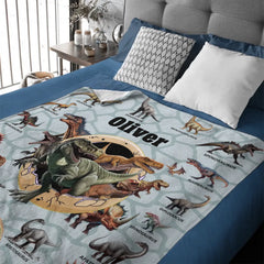 Personalized Custom Name Blankets - Dinosaur Theme