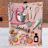 Love Baking Customized Blanket - Personalized Name - Gift For Baking Lovers