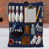 Love Bowling Customized Blanket - Personalized Name - Gift For Bowling Lovers