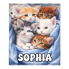 Warm Cat Customized Blanket – Personalized Name Blanket - Gifts For Pet Owners, Cat Lovers