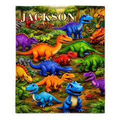 Dinosaur Adventure Customized Blanket – Personalized Name – Cool Gift For Kids & Dinosaur Lovers
