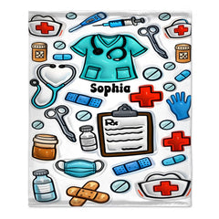 Nurse Accent Customized Blanket – Personalized Name – Commemorative Gift for Nurses & Healthcare Workers
