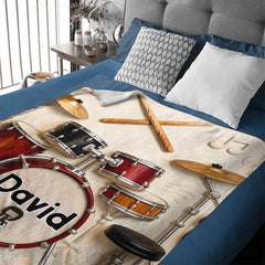 Awsome Drummer Customized Blanket – Personalized Name – Gifts For Drummers, Music Lovers, Musicians
