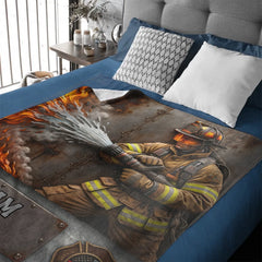 Customized Firefighter Themed Blanket - Personalized Name - Gift For Firefighters
