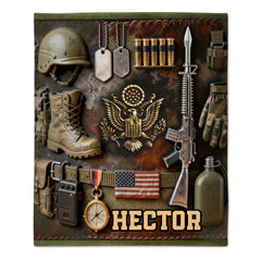 Semper Fidelis – Personalized Name Veteran Accent Blanket - Gift For Veterans, Soldiers