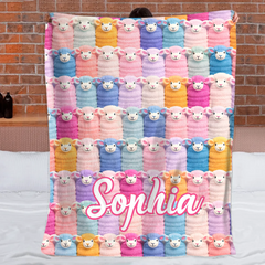 Colored Sheep Custom Blanket - Personalized Name - Gift For Sheep Lover