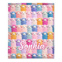 Colored Sheep Custom Blanket - Personalized Name - Gift For Sheep Lover
