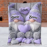 Love Gnomes Customized Blanket - Personalized Name - Cozy Gift For Couples, Him/Her
