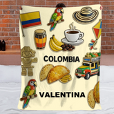Proud Colombian Customized Blanket - Personalized Name - Gift For Expats, Friends