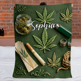 Green Magic Leaf Customized Blanket - Personalized Name – Gift For Him/Her