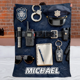 Police Officer Customized Blanket - Personalized Name - Honorary Gift for Police