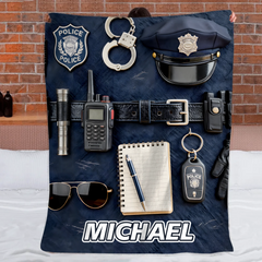 Police Officer Customized Blanket - Personalized Name - Honorary Gift for Police