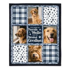 Custom Pet Memorial Collage Blanket – Paw Prints & Photos – In Loving Memory Gift