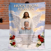 Hugs From Heaven Custom Blanket – Personalized Photo And Photo – Memorial Gift For Family, Friends, Yourself