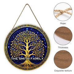 Tree Of Life Customized Wooden Doorplates - Personalized Name - Gift For Families, Friends