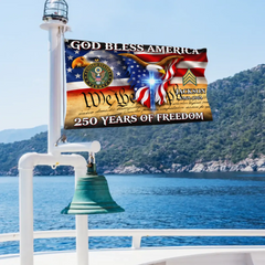 Custom God Bless America 250 Years Flag - Personalized Name, Years And Branch Patriotic Flag - Gift for Veterans, Patriots, Military Families