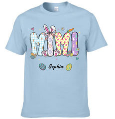 Customized Mimi Easter Bunny & Eggs Clothing - Personalized Grandchildren Names - Gift For Grandma, Mom On Easter
