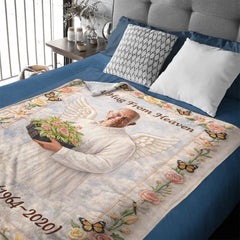 A Hug From Heaven Customized Memorial Blanket - Personalized Photo And Name - Gifts For Remembering The Deceased