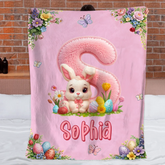 Customized Chenille Bunny Alphabet Letter Blanket – Personalized Name And Initial Letter – Gift For Kids & Toddlers