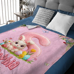 Customized Chenille Bunny Alphabet Letter Blanket – Personalized Name And Initial Letter – Gift For Kids & Toddlers