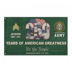 Years Of American Greatness Custom 250 Years Flag - Personalized Name, Years And Branch Patriotic Flag - Gift for Veterans, Patriots, Military Families