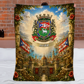 Customized Puerto Rican Family Crest Blanket - Personalized Name - Gift For Mom, Grandma, Sister & Friends