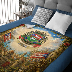 Customized Puerto Rican Family Crest Blanket - Personalized Name - Gift For Mom, Grandma, Sister & Friends