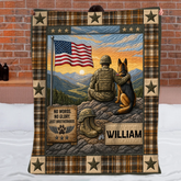 Soldier And Dog Brotherhood Blanket - Personalized Name - Gift For Veterans, Soldiers & Dog Lovers
