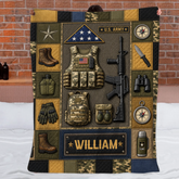U.S. Army Tactical Gear Blanket - Personalized Name - Gift For Soldiers, Veterans & Military Lovers