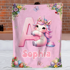 Custom Cute Letter Blanket – Personalized Name Blanket – Special Gift For Kids