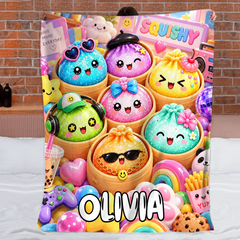Personalized Cartoon Adventure Blanket - Custom Name Colorful Kids Theme Blanket - Gift For Kids