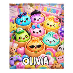 Personalized Cartoon Adventure Blanket - Custom Name Colorful Kids Theme Blanket - Gift For Kids