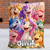 Personalized Cartoon Adventure Blanket - Custom Name Colorful Kids Theme Blanket - Gift For Kids