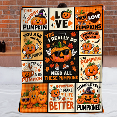 Funny Food Lovers Blanket - Cute Cartoon Food & Veggie Throw Blanket - Gift For Foodies