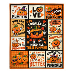 Funny Food Lovers Blanket - Cute Cartoon Food & Veggie Throw Blanket - Gift For Foodies