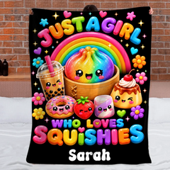 Personalized Glitter Dumpling Blanket - Custom Name Colorful Kawaii Blanket - Gift For Girls