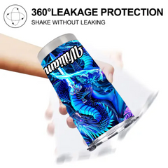 Personalized Mystic Blue Dragon Thermos Cup – Custom Name Fantasy Dragon Design – Gift For Dragon Lovers