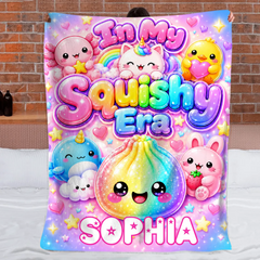 Personalized Rainbow Squishy Dumpling Blanket – Custom Name Cute Kawaii Dumpling Throw Blanket – Gift For Kids