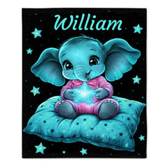 Personalized Glowing Starry Animal Blanket – Custom Name Cute Animal Flannel Blanket – Gift For Kids & Animal Lovers