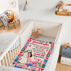 Personalized Grandchildren Hug Blanket - Custom Names Warm Love Quilt Blanket - Gift For Grandson And Granddaughter