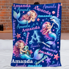 Personalized Kids Fantasy Adventure Blanket – Custom Name & Initial, Choose Your Favorite Design – Gift For Boys & Girls