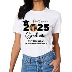 Custom Graduation Photo T-shirt, Proud Mom Of A Graduate