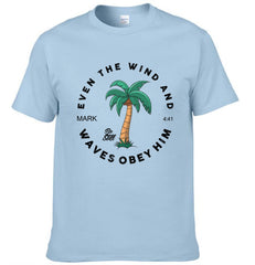 Casual Christian Scripture - Coconut Tree Pattern Printed Clothing