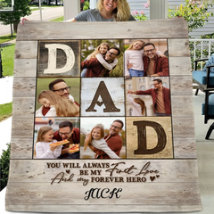 Dad Is The World - Personalized Blanket - Gift For Dad - From Son, Daughter, Wife
