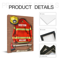 Armor Clothes Helmet - Personalized Canvas Poster - Gift for Firefighter