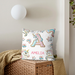 Beautiful Unicorn Alphabet  - Personalized Pillow