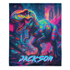 Cyberpunk Dinosaur - Personalized Blanket