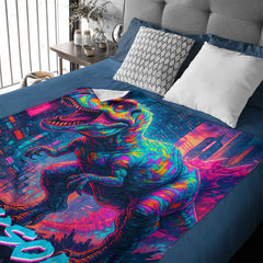 Cyberpunk Dinosaur - Personalized Blanket