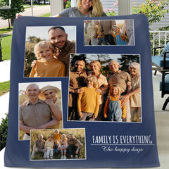 Custom Family Photo Blanket - Personalized Family Picture Throw - Gift for Parents & Grandparents